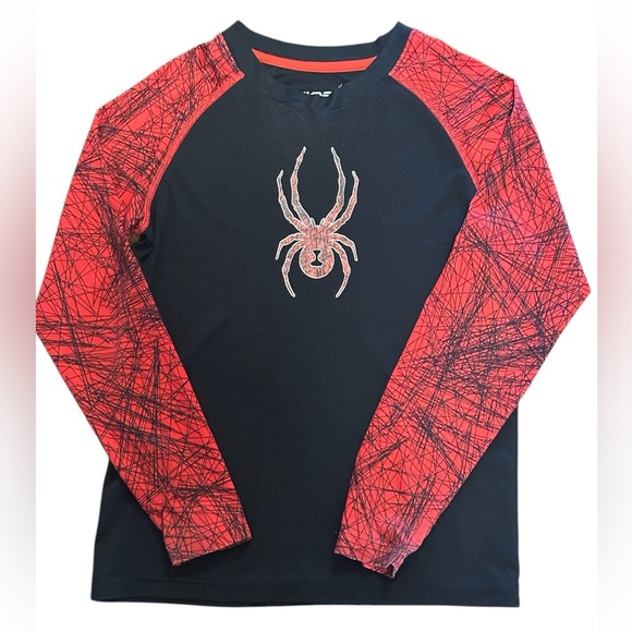 Spyder Other - Spyder Boys Long Sleeve Graphic Performance Shirt Black Red Size Small